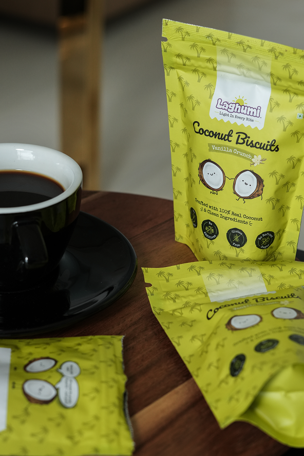 Laghumi coconut snack served with coffee – delicious, nourishing treat for everyday moments